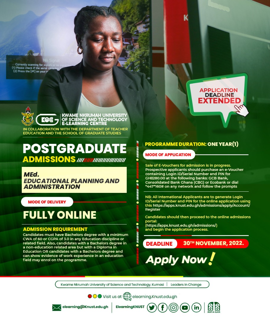 MEdEduationalPlanningAndAdmin Elearning, KNUST